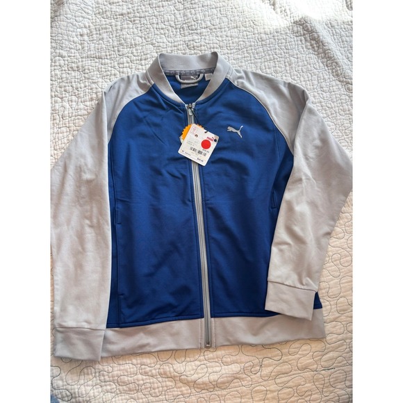 Puma Other - Puma Boys Blue Grey Full Zip Track Jacket Size Medium 10/12